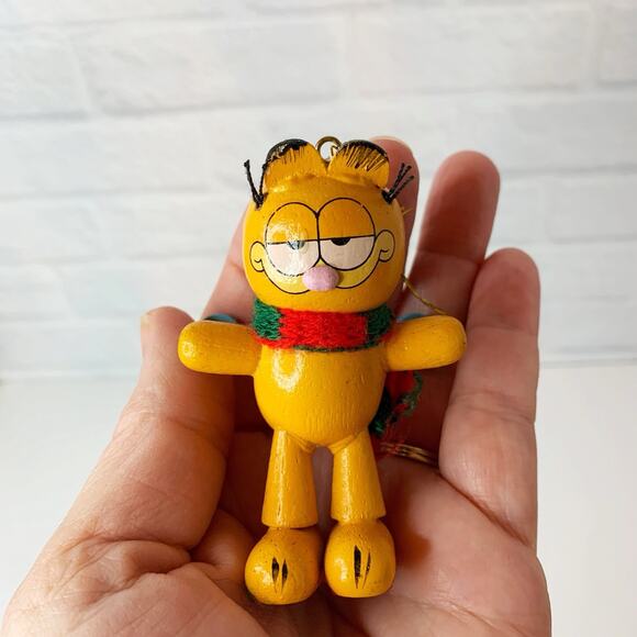 Vintage Garfield Ornament Wood Skiing Dakin 1981 Wooden Christmas - Picture 7 of 8